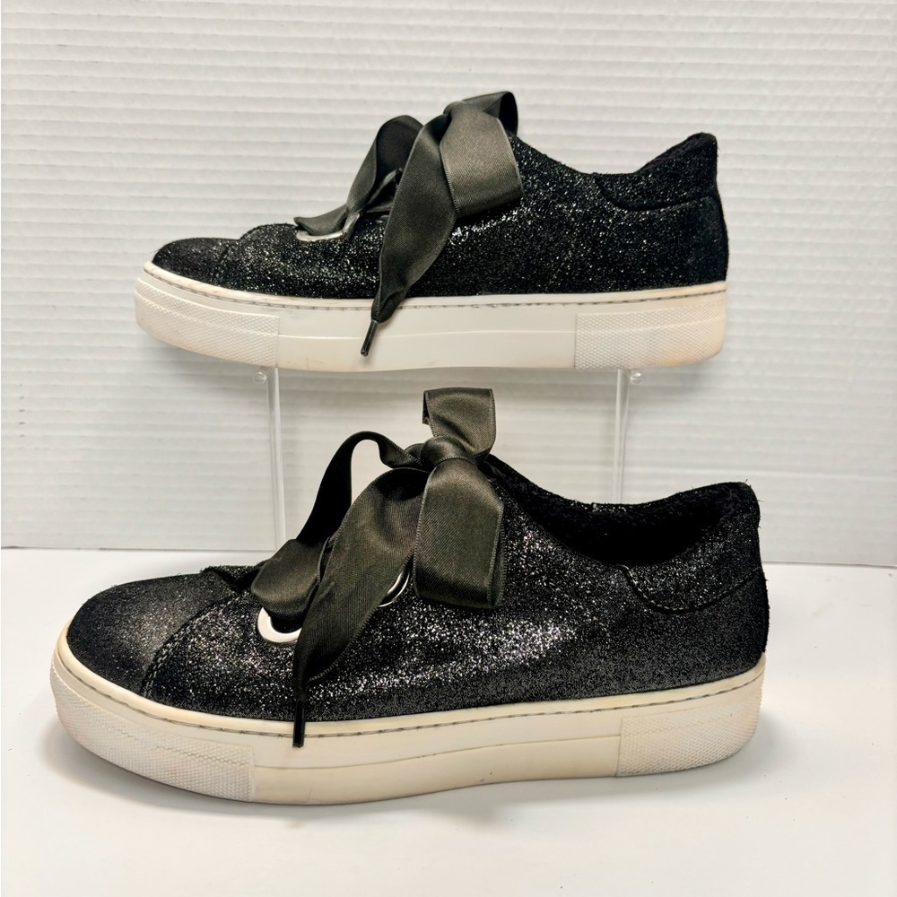 Northstar black glitter ribbon platform sneakers
